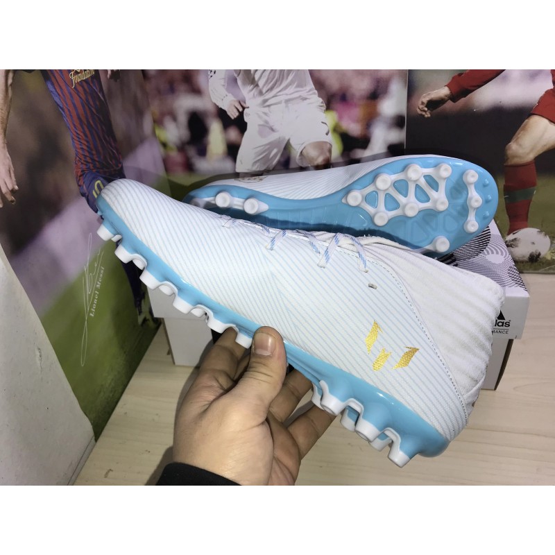 Botas de Fútbol Adidas Nemeziz 19.3 AG Unisex Blanco&Azul Claro (#36~#45)