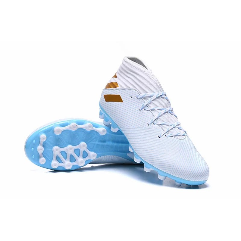 Botas de Fútbol Adidas Nemeziz 19.3 AG Unisex Blanco&Azul Claro (#36~#45)