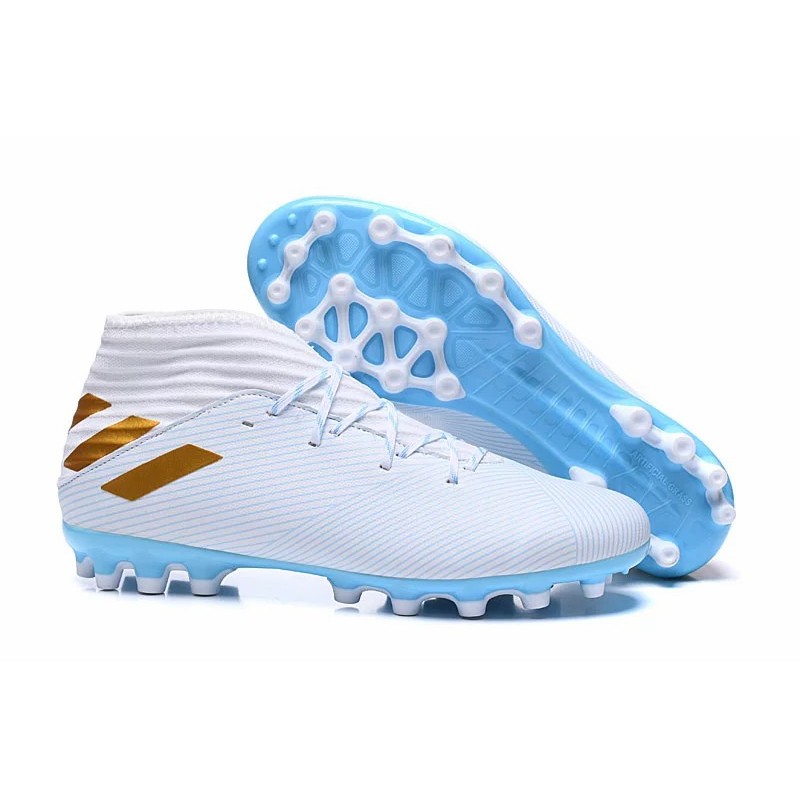 Botas de Fútbol Adidas Nemeziz 19.3 AG Unisex Blanco&Azul Claro (#36~#45)