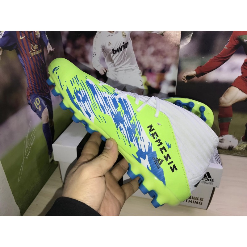 Botas de Fútbol Adidas Nemeziz 19.3 AG Unisex Blanco&Verde Fluorescente (#36~#45)