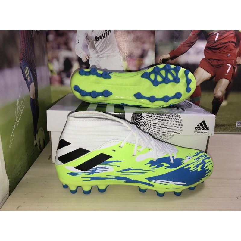 Botas de Fútbol Adidas Nemeziz 19.3 AG Unisex Blanco&Verde Fluorescente (#36~#45)
