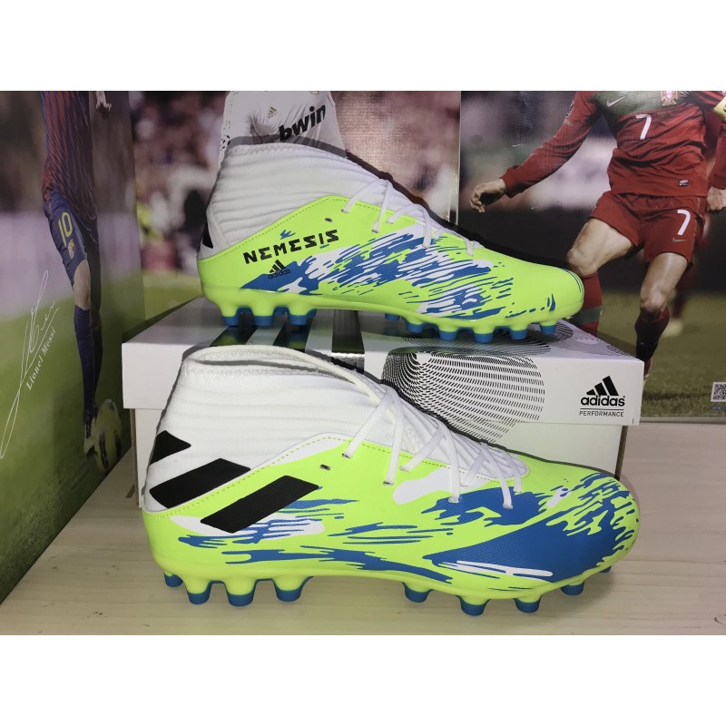 Botas de Fútbol Adidas Nemeziz 19.3 AG Unisex Blanco&Verde Fluorescente (#36~#45)