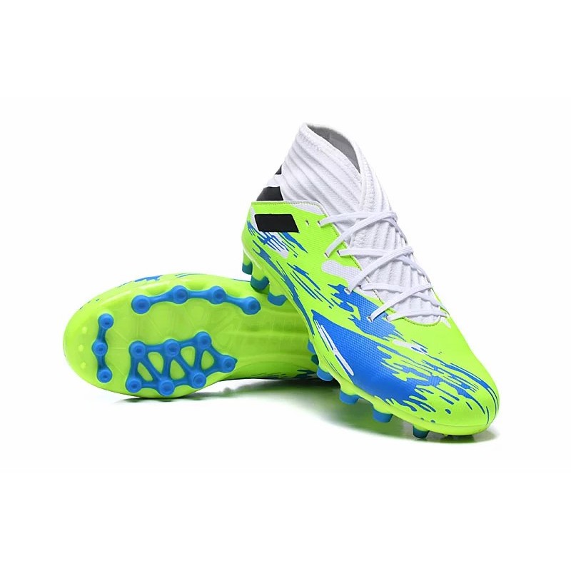 Botas de Fútbol Adidas Nemeziz 19.3 AG Unisex Blanco&Verde Fluorescente (#36~#45)