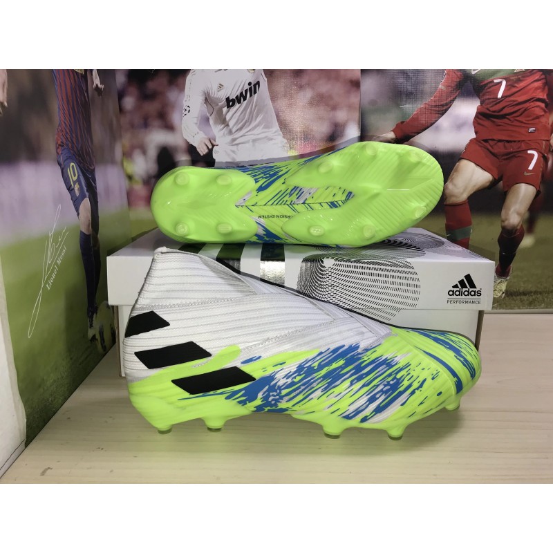 Botas de Fútbol Adidas Nemeziz 19+ Uniforia Pack FG Azul Marino  /  Blanco&Verde Fluorescente  /  Blanco&Rosado  /  Púrpura  /  Rojo  /  Negro  /  Azul  /  Gris&Plateado  /  Azul Marino&Rojo (#39~#45)