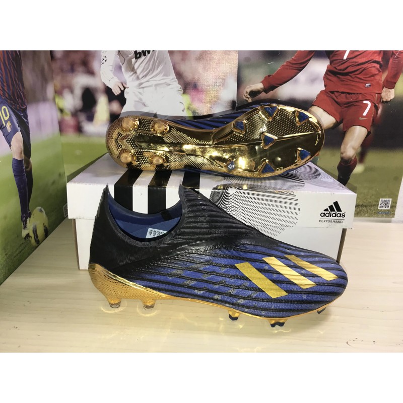 Botas de Fútbol Adidas X 19+ FG Negro&Azul (#39~#45)