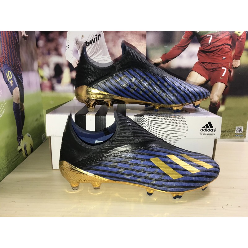 Botas de Fútbol Adidas X 19+ FG Negro&Azul (#39~#45)