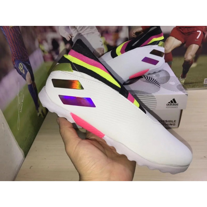 Botas de Fútbol Adidas Nemeziz 19.3 Laceless TF Azul / Rojo / Blanco / Verde Fluorescente / Púrpura / Azul Marino (#39~#45)