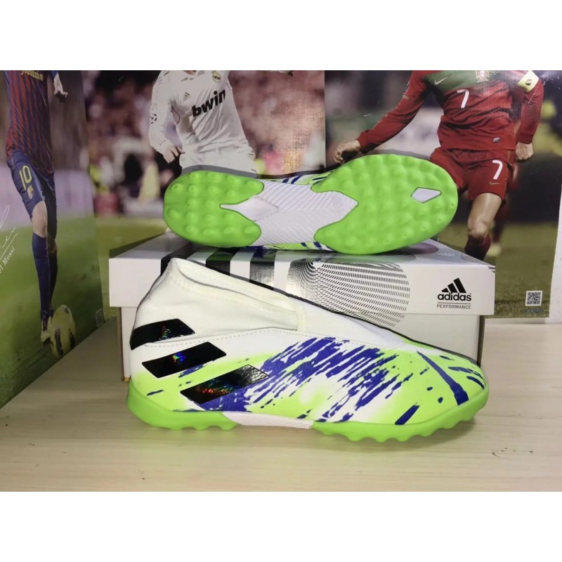 Botas de Fútbol Adidas Nemeziz 19.3 Laceless TF Azul / Rojo / Blanco / Verde Fluorescente / Púrpura / Azul Marino (#39~#45)