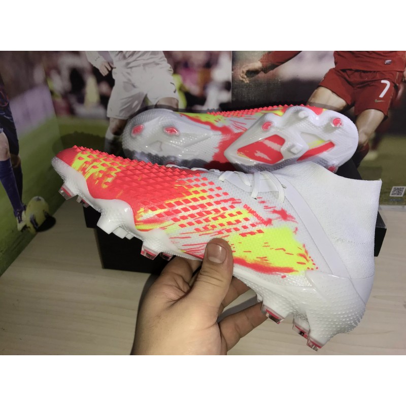 Botas de Fútbol Adidas Predator Mutator 20.1 FG Hombre Blanco&Amarillo&Rojo (#38~#45)