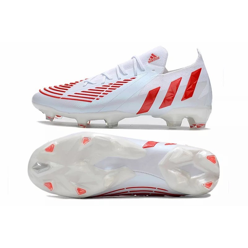 Botas de Fútbol Adidas Predator Edge Geometric.1 FG Unisex Blanco&Rojo (#36~#45)