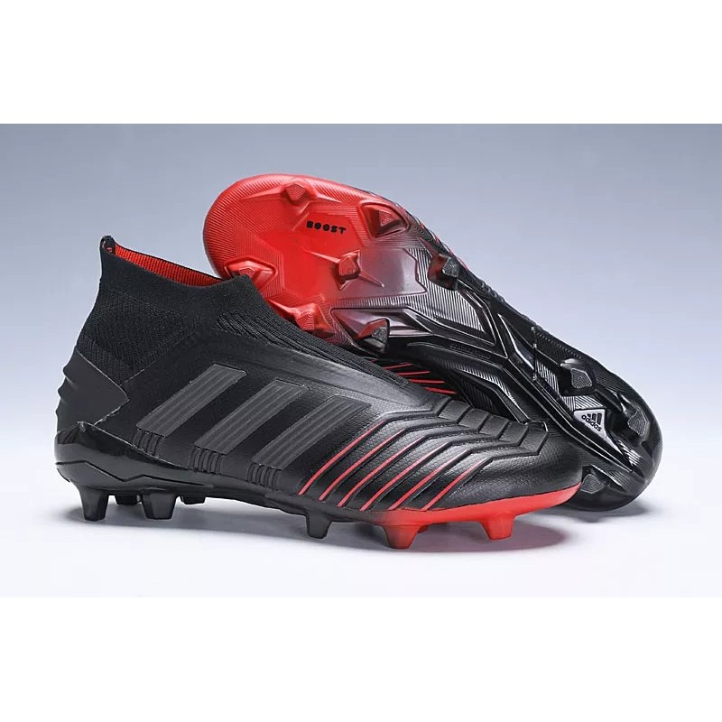 Botas de Fútbol Adidas Predator 19 FG sin Cordones Unisex Negro&Rojo (#35~#46)