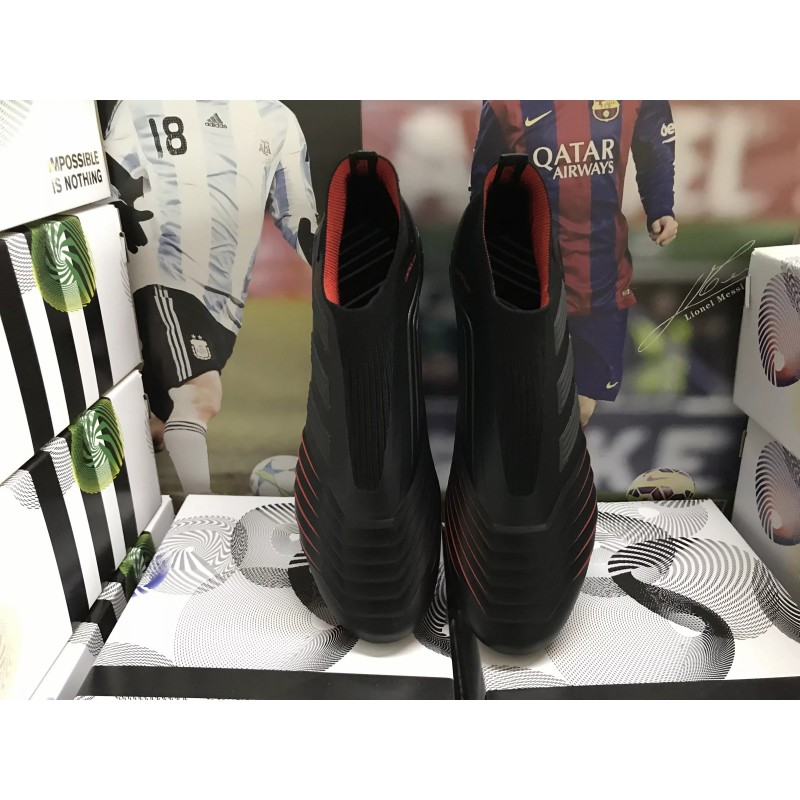 Botas de Fútbol Adidas Predator 19 FG sin Cordones Unisex Negro&Rojo (#35~#46)