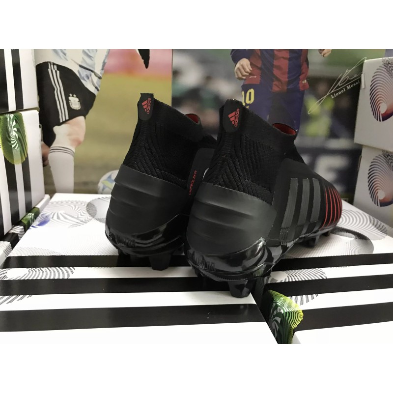 Botas de Fútbol Adidas Predator 19 FG sin Cordones Unisex Negro&Rojo (#35~#46)