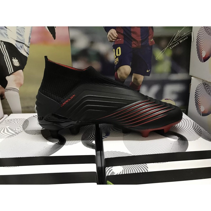 Botas de Fútbol Adidas Predator 19 FG sin Cordones Unisex Negro&Rojo (#35~#46)