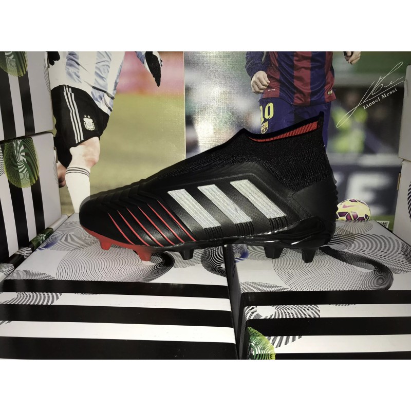 Botas de Fútbol Adidas Predator 19 FG sin Cordones Unisex Negro&Rojo (#35~#46)