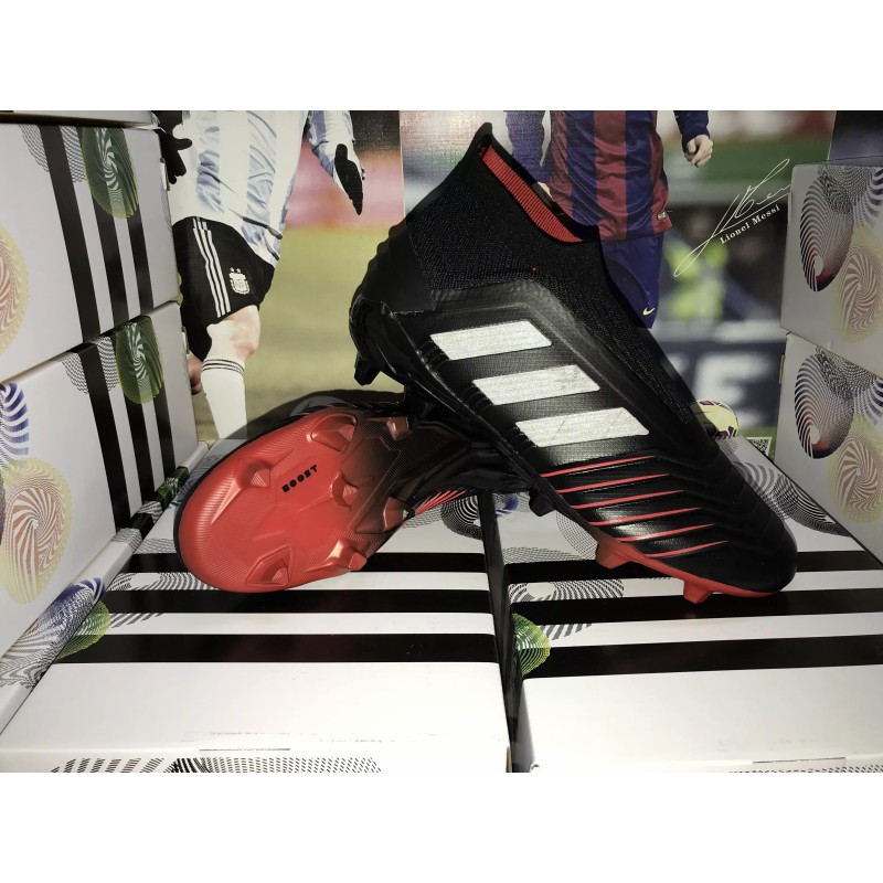 Botas de Fútbol Adidas Predator 19 FG sin Cordones Unisex Negro&Rojo (#35~#46)