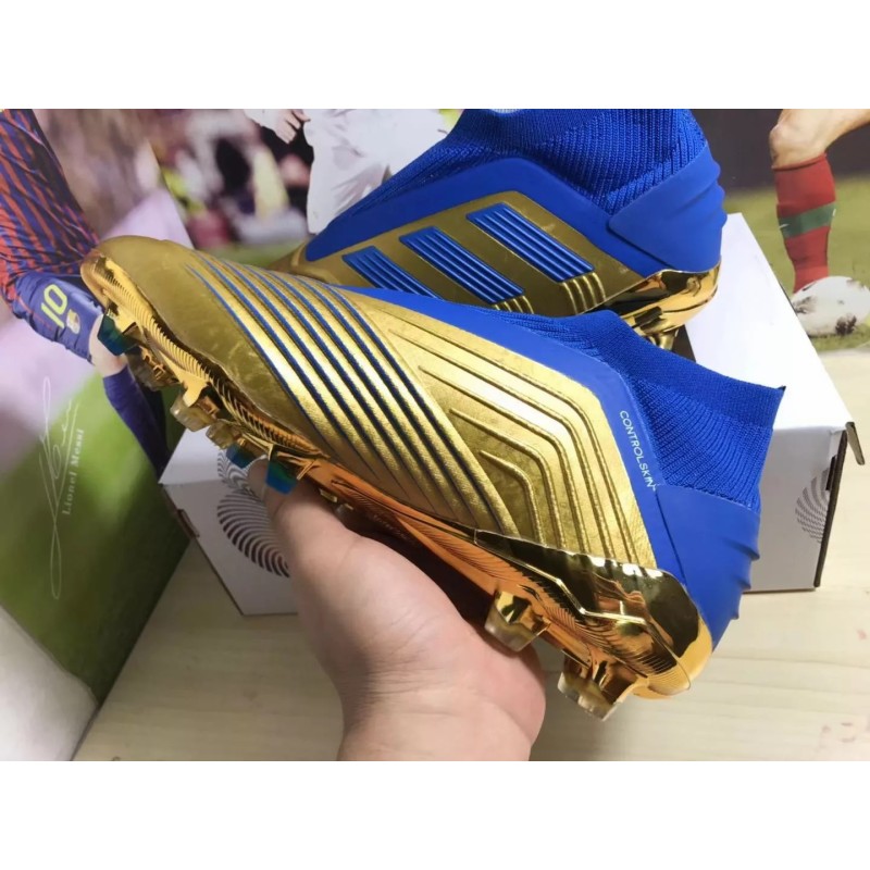 Botas de Fútbol Adidas Predator 19 FG Unisex Azul&Dorado (#35~#46)