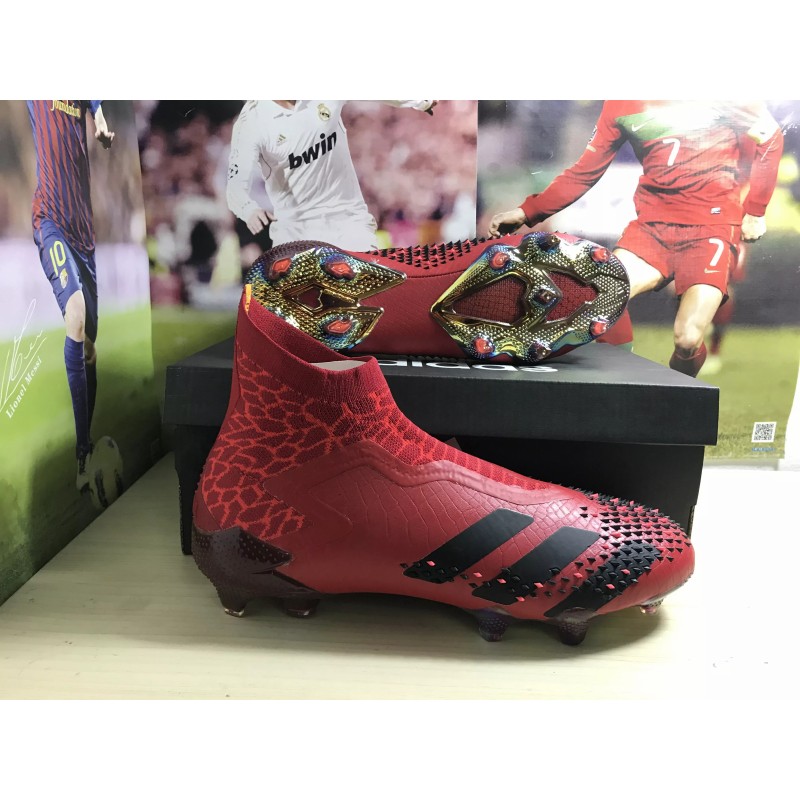 Botas de Fútbol Adidas Dragon Predator 20 FG Unisex Rojo Oscuro&Negro (#35~#45)