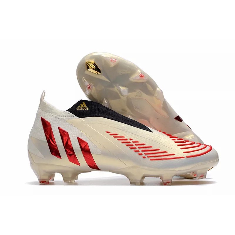 Botas de Fútbol Adidas Predator Edge Geometric FG Unisex Beige&Rojo (#36~#45) 