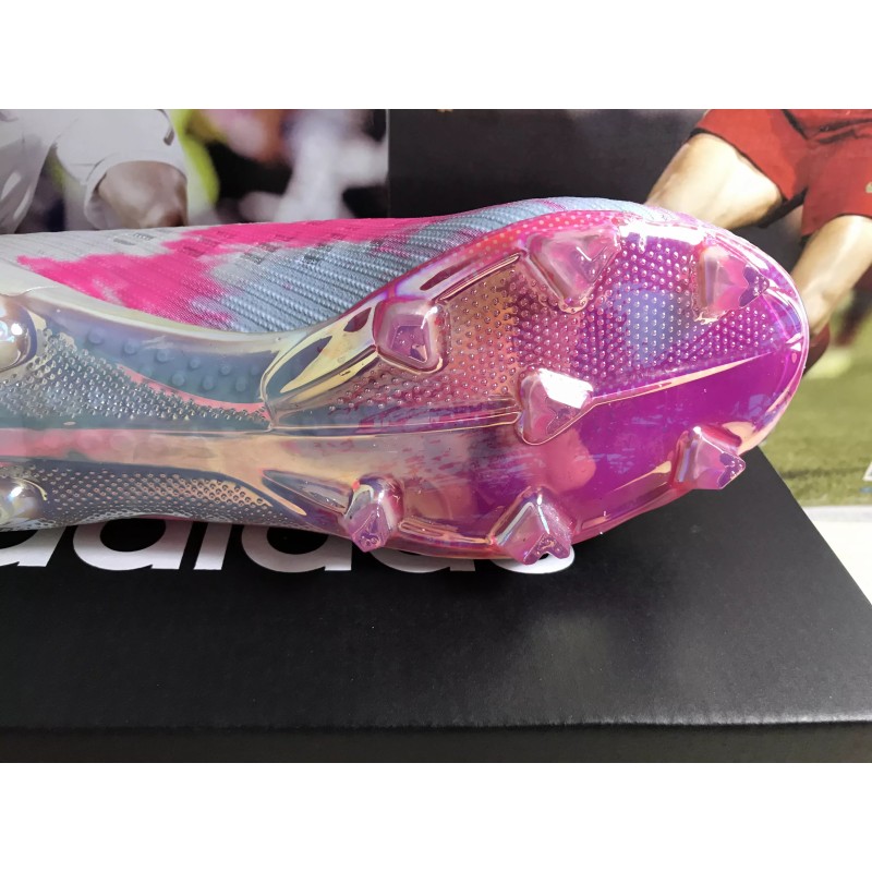 Botas de Fútbol Adidas X 19 FG Unixes Blanco  /  Azul  /  Plateado  /  Azul Metálico  /  Azul Claro  /  Rosa (#35~#45) Código:BF0216