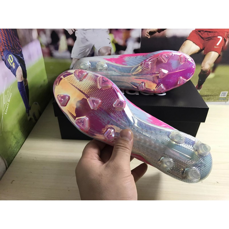 Botas de Fútbol Adidas X 19 FG Unixes Blanco  /  Azul  /  Plateado  /  Azul Metálico  /  Azul Claro  /  Rosa (#35~#45) Código:BF0216