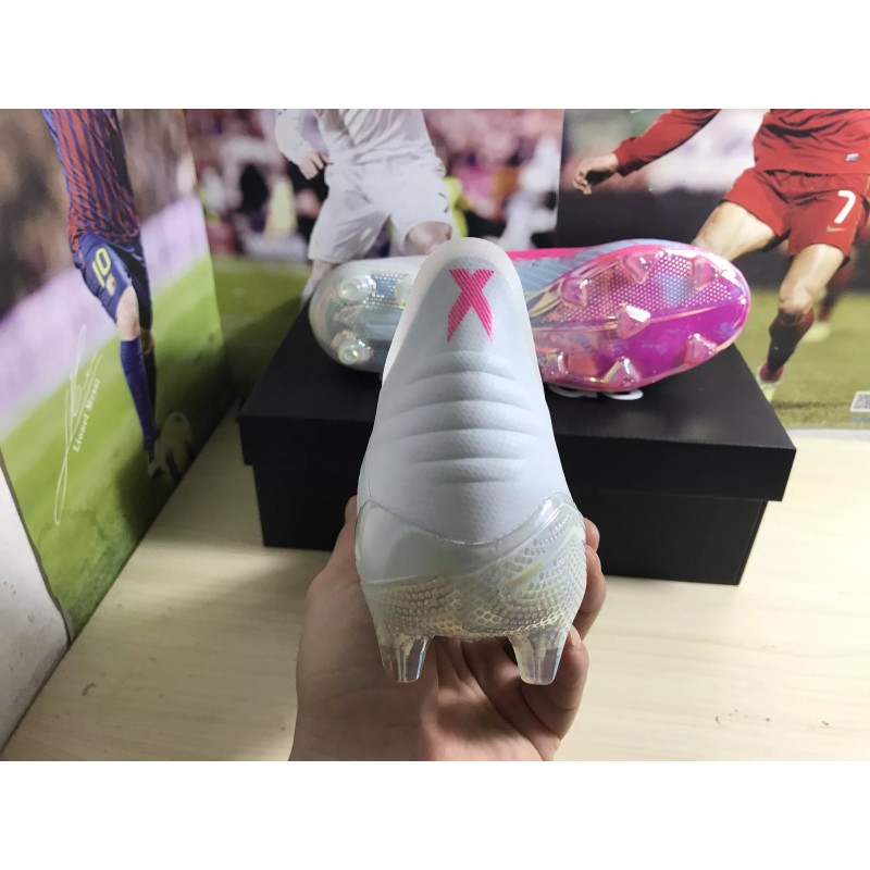 Botas de Fútbol Adidas X 19 FG Unixes Blanco  /  Azul  /  Plateado  /  Azul Metálico  /  Azul Claro  /  Rosa (#35~#45) Código:BF0216