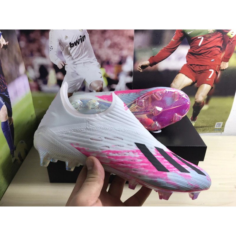 Botas de Fútbol Adidas X 19 FG Unixes Blanco  /  Azul  /  Plateado  /  Azul Metálico  /  Azul Claro  /  Rosa (#35~#45) Código:BF0216