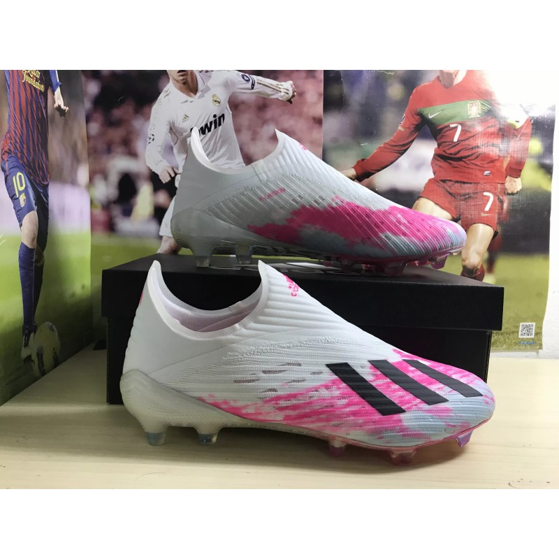 Botas de Fútbol Adidas X 19 FG Unixes Blanco  /  Azul  /  Plateado  /  Azul Metálico  /  Azul Claro  /  Rosa (#35~#45) Código:BF0216