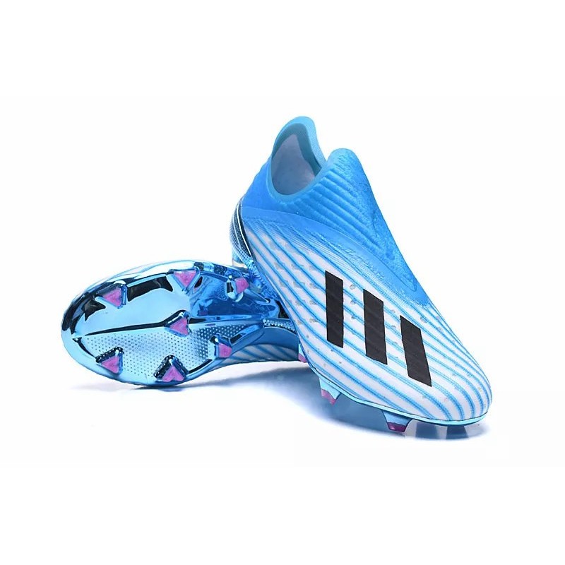 Botas de Fútbol Adidas X 19 FG Unixes Blanco  /  Azul  /  Plateado  /  Azul Metálico  /  Azul Claro  /  Rosa (#35~#45) Código:BF0216