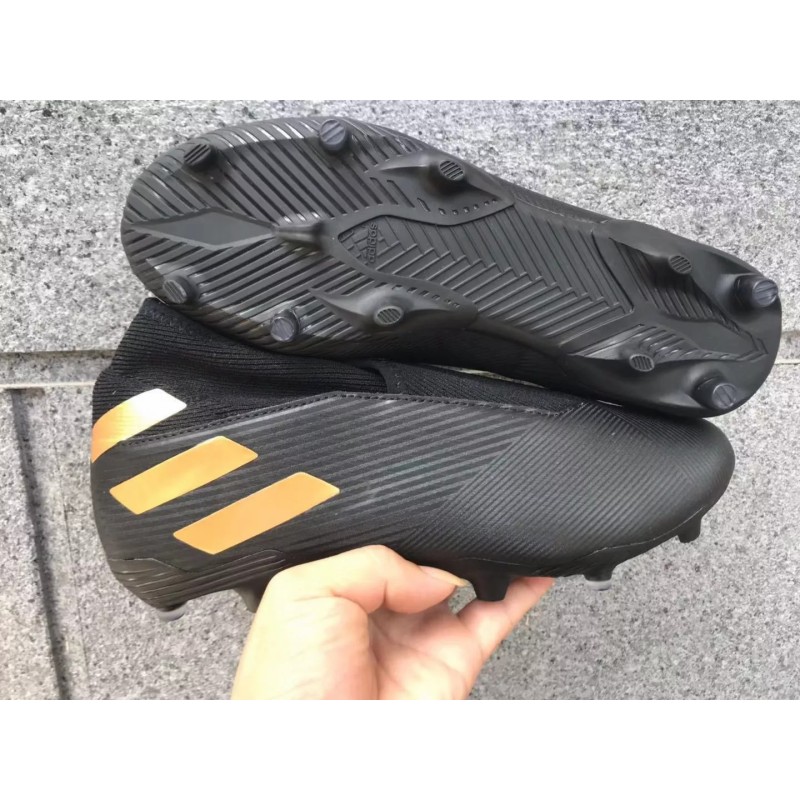 Botas de Fútbol Adidas Nemeziz 19.3 Laceless FG Hombre Negro&Dorado (#39~#45)