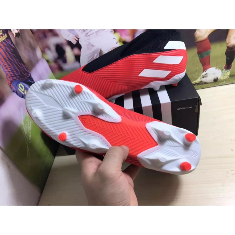 Botas de Fútbol Adidas Nemeziz 19.3 Laceless FG Hombre Rojo&Blanco (#39~#45)