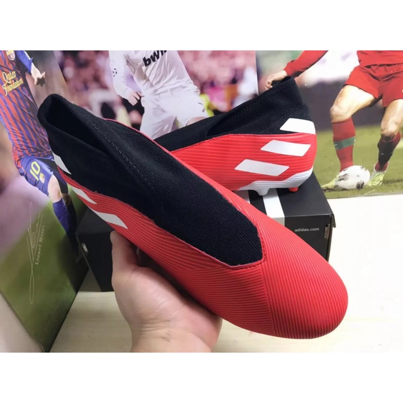 Botas de Fútbol Adidas Nemeziz 19.3 Laceless FG Hombre Rojo&Blanco (#39~#45)