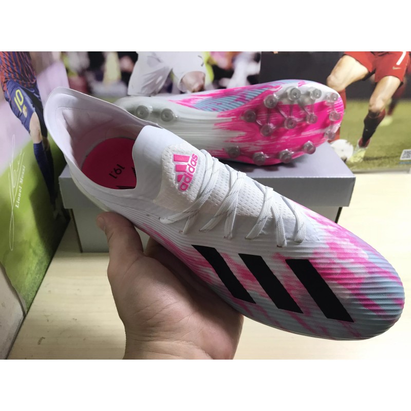 Botas de Fútbol Adidas X 19.1 AG Hombre Blanco&Rosa (#39~#45)