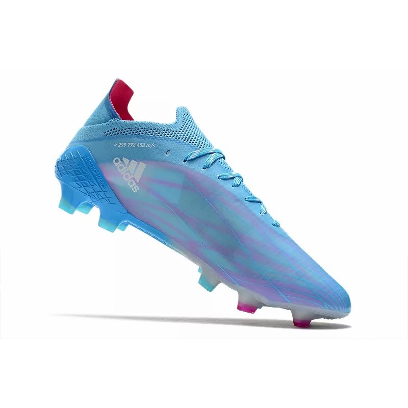 Botas de Fútbol Adidas X Speedflow.1 FG Hombre Azul Celeste&Raya Rosa (#39~#45)
