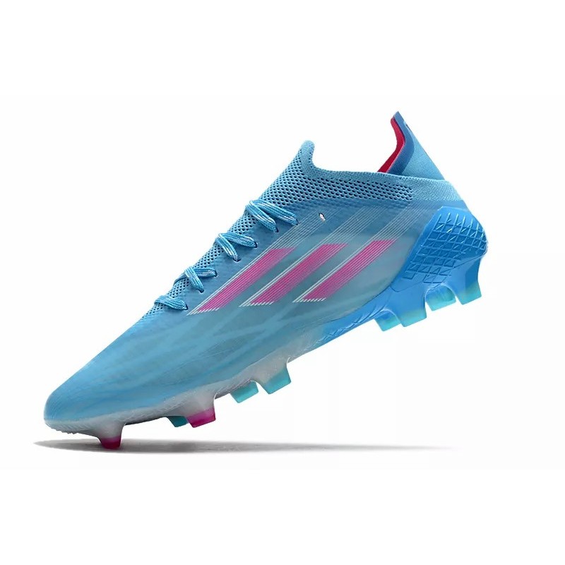 Botas de Fútbol Adidas X Speedflow.1 FG Hombre Azul Celeste&Raya Rosa (#39~#45)
