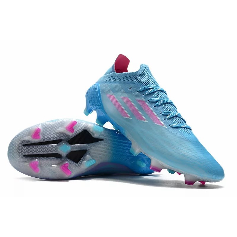 Botas de Fútbol Adidas X Speedflow.1 FG Hombre Azul Celeste&Raya Rosa (#39~#45)