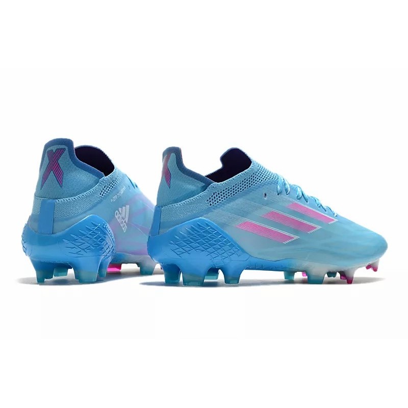 Botas de Fútbol Adidas X Speedflow.1 FG Hombre Azul Celeste&Raya Rosa (#39~#45)