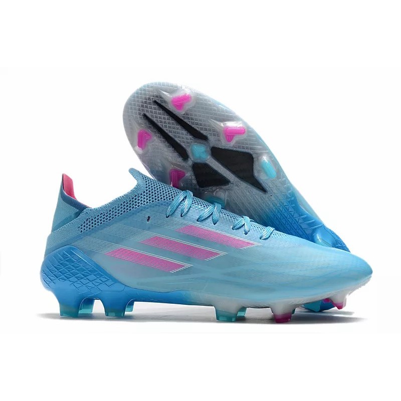 Botas de Fútbol Adidas X Speedflow.1 FG Hombre Azul Celeste&Raya Rosa (#39~#45)
