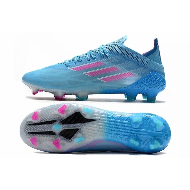 Botas de Fútbol Adidas X Speedflow.1 FG Hombre Azul Celeste&Raya Rosa (#39~#45)