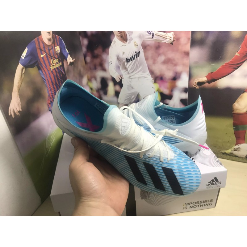 Botas de Fútbol Adidas X 19.1 FG Hombre Azul Claro&Blanco&Negro (#39~#45)