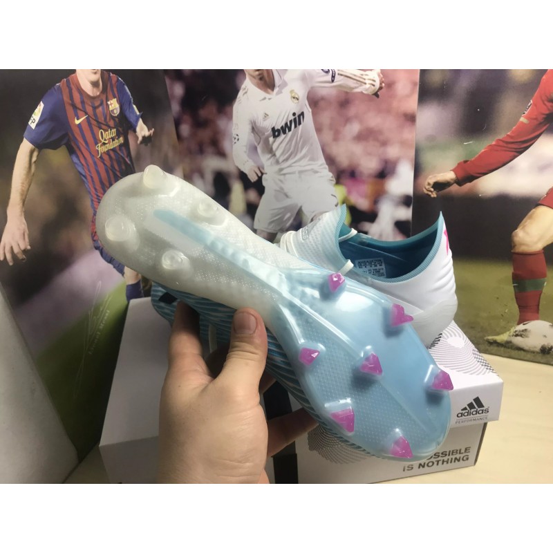 Botas de Fútbol Adidas X 19.1 FG Hombre Azul Claro&Blanco&Negro (#39~#45)