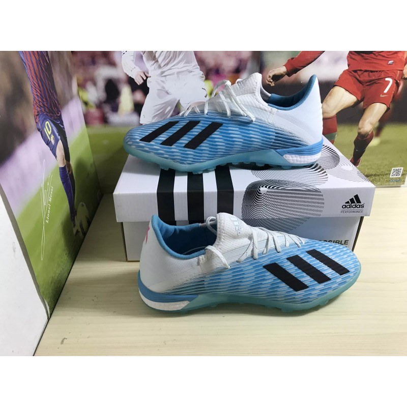 Botas de Fútbol Adidas X 19.1 TF Azul Claro&Blanco&Negro (#38~#45)