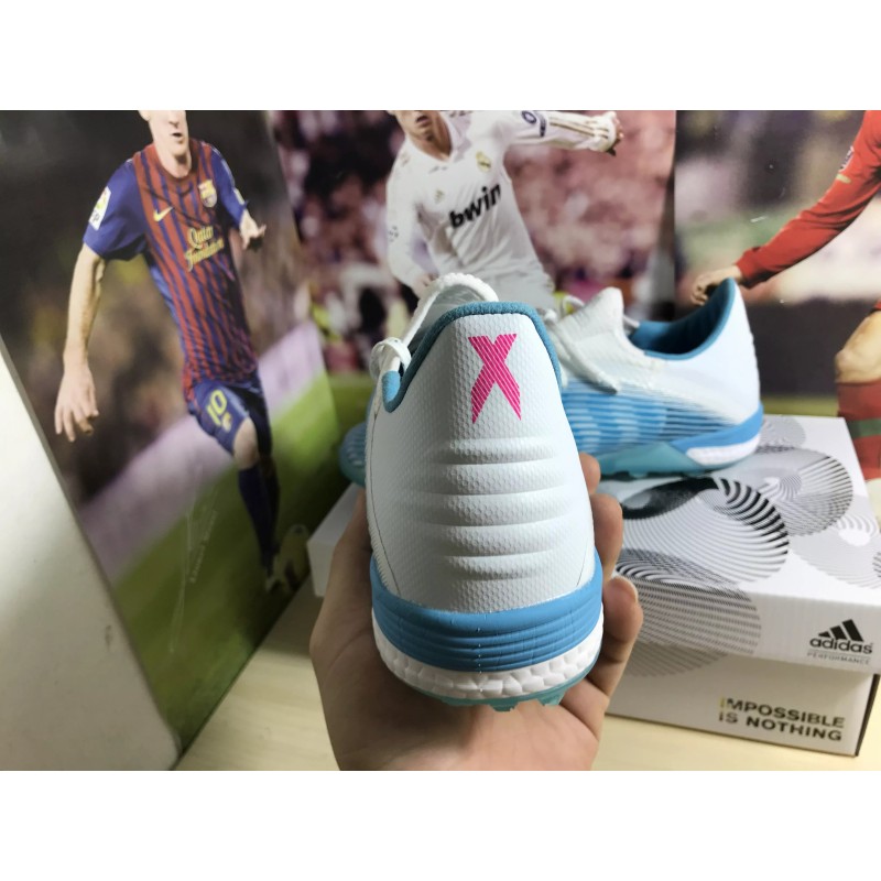 Botas de Fútbol Adidas X 19.1 TF Azul Claro&Blanco&Negro (#38~#45)