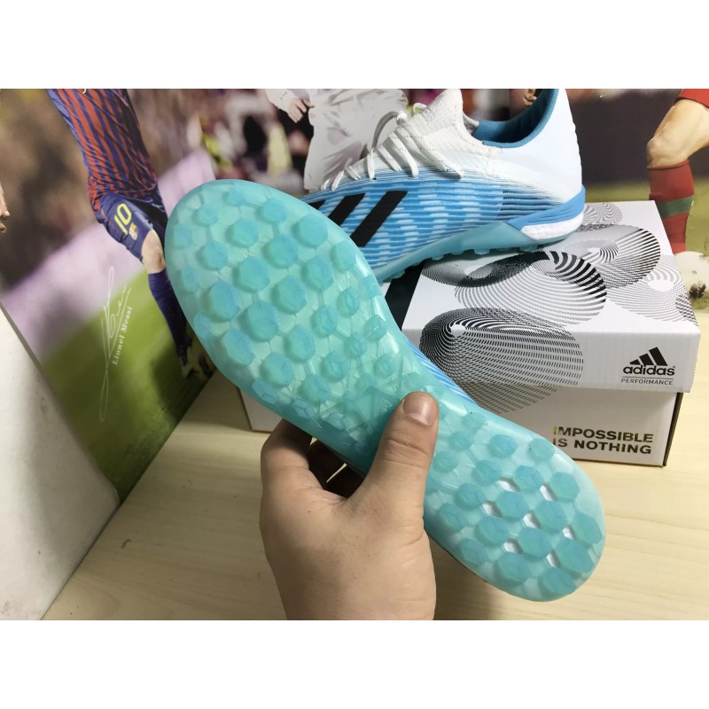 Botas de Fútbol Adidas X 19.1 TF Azul Claro&Blanco&Negro (#38~#45)