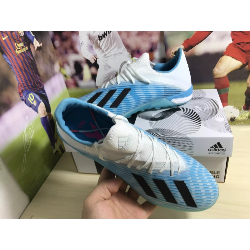 Botas de Fútbol Adidas X 19.1 TF Azul Claro&Blanco&Negro (#38~#45)