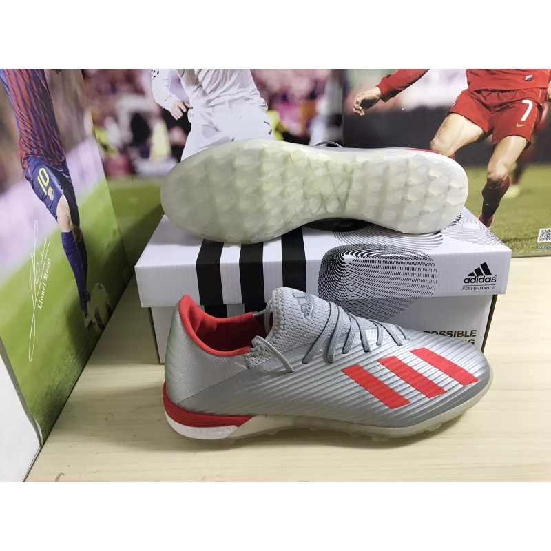 Botas de Fútbol Adidas X 19.1 TF Hombre Plateado&Rojo (#38~#45)