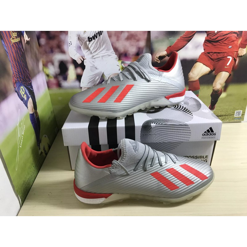 Botas de Fútbol Adidas X 19.1 TF Hombre Plateado&Rojo (#38~#45)