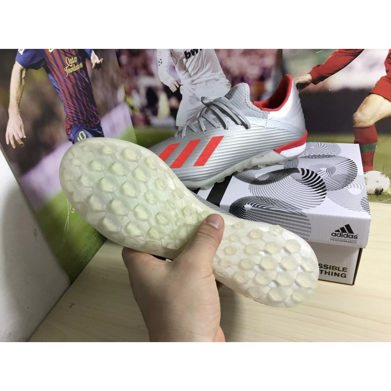 Botas de Fútbol Adidas X 19.1 TF Hombre Plateado&Rojo (#38~#45)