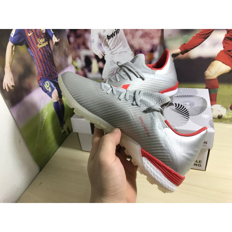 Botas de Fútbol Adidas X 19.1 TF Hombre Plateado&Rojo (#38~#45)