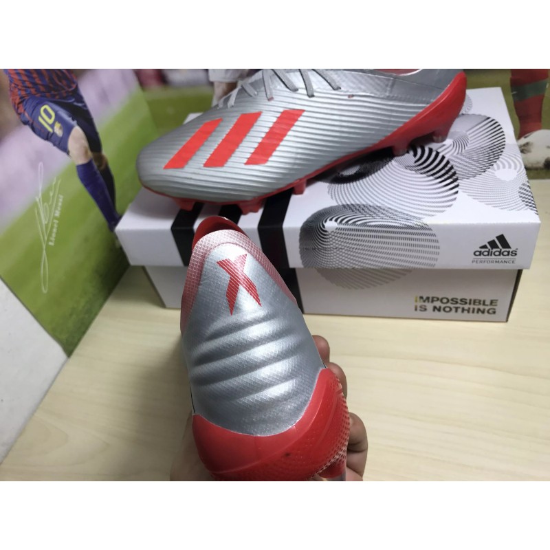 Botas de Fútbol Adidas X 19.1 FG Hombre Plateado&Rojo (#39~#45)